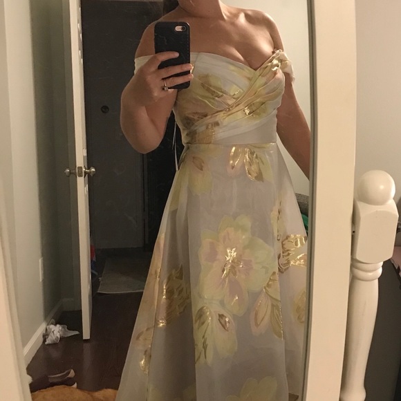 Aidan Mattox Womens Metallic Floral Cocktail Dress - Picture 4 of 4